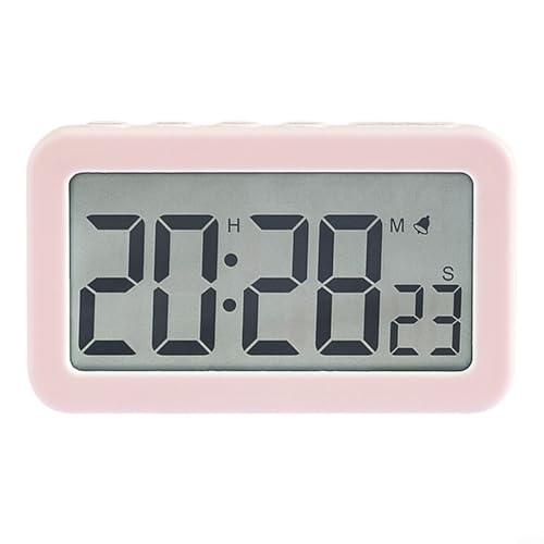 Multifunktions-Wecker mit 12/24-Stunden-Modus, Countdown-Timing bis zu 23 59 59, Schlummerfunktion zur Verlängerung der Schlafzeit und Datumsanzeige für die tägliche Planung (Rosa) von HEIBTENY