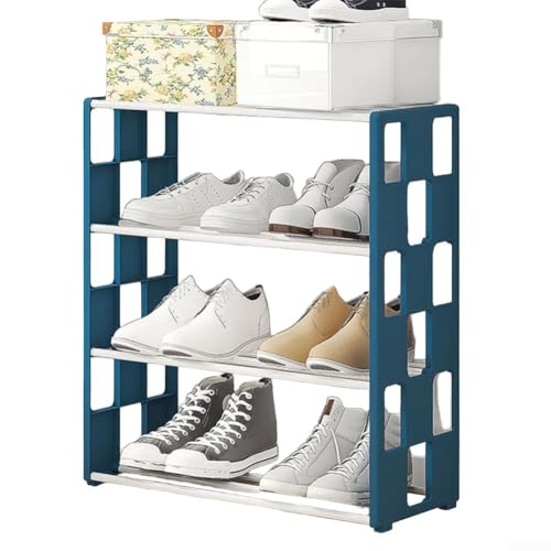 Organisieren Sie Ihre Schuhe mit Stil, Metall-Schuhregal mit einzigartigem Gitter-Layout, um Platz zu sparen (blau) von HEIBTENY