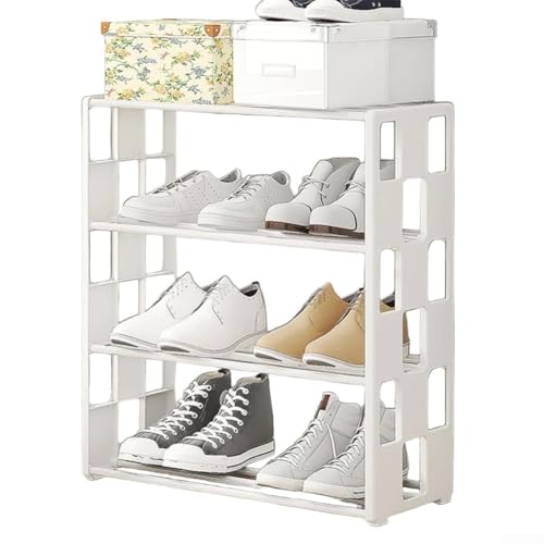 Organisieren Sie Ihre Schuhe mit Stil, Metall-Schuhregal mit einzigartigem Gitter-Layout, um Platz zu sparen (weiß) von HEIBTENY