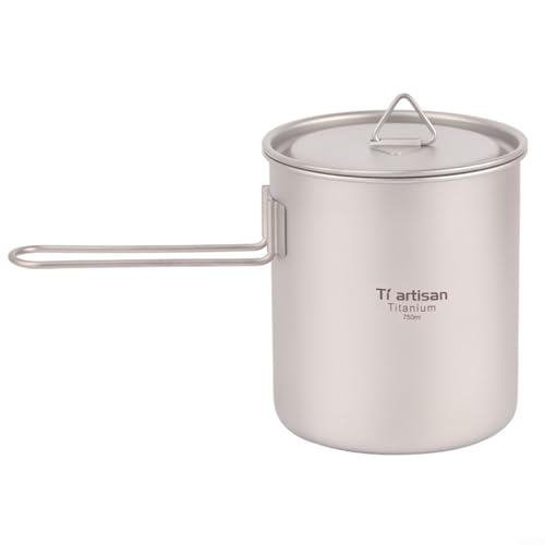 Outdoor-Topf mit Deckel und Griff, 550 ml/750 ml Fassungsvermögen, perfekt für Camping und Outdoor-Aktivitäten (750 ml) von HEIBTENY