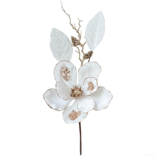 Phalaenopsis Orchidee Künstliche Zweige für Tischdekoration und Wohnraum, mit Stoffmaterial und luxuriösem Magnolien-Blumen-Design (weiß) von HEIBTENY