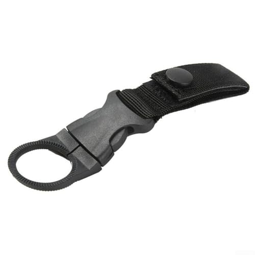Praktischer Wasserflaschenhalter Clip für Klettern MOLLE Schnalle Haken Nylon Gurtband (schwarz) von HEIBTENY