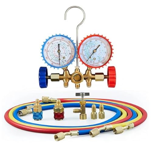 Professionelles Diagnose-Verteiler-Set für R410A mit 3 farbkodierten Schläuchen zur Druckprüfung Professionelles Diagnose-Verteiler-Set für R410A mit 3 farbkodierten Schläuchen zur Druckprüfung von HEIBTENY