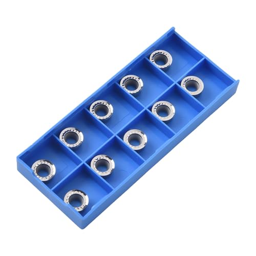 RPGT10T3MOAK N01 Hartmetall-Fräseinsätze für Aluminium, 10-teiliges R5-Rundschneider-Klingen-Set für Präzisionsschleifen von HEIBTENY