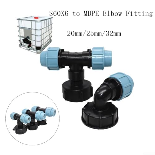 S60X6 IBC Tankschlauchverbinder mit Design und flexiblen Verwendungsmöglichkeiten erhältlich (Ellenbogen - 32 mm) von HEIBTENY