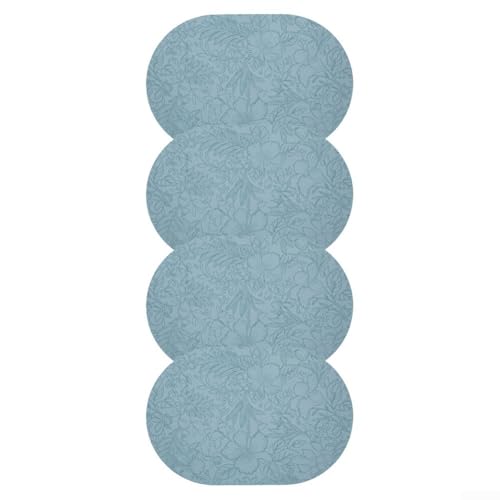 Set mit 4 stilvollen doppelseitigen Tischsets in ovaler Form aus waschbarem PU-Ledermaterial (blau) von HEIBTENY