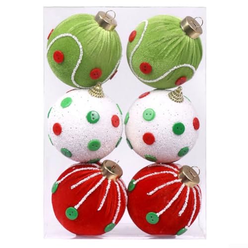 Set mit 6 Schaumstoffkugeln in Stoff gewickelt, Ornamente für Weihnachtsbaumdekoration und Veranstaltungsort (grün) von HEIBTENY