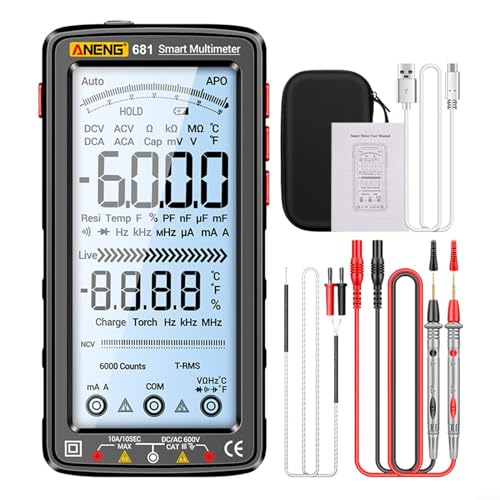 Smart Digital Multimeter Wiederaufladbar, Vollbild-Digitalmultimeter,LCD-Bildschirm-Multimeter Mit USB Ladung,Smart Anti-Burn Wiederaufladbares Messgerät von HEIBTENY