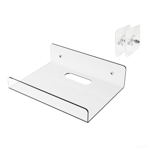 Stanzfreies Acryl-Wandregal Set mit 2 Halterungen für Küche, Bad und Wohnzimmer, unterstützt Gegenstände wie Tassen und Bücher, kompatibel mit glatten Wänden (20 x 10 x 4 cm) von HEIBTENY