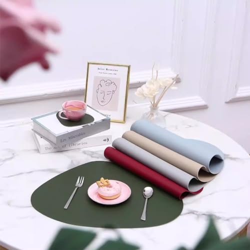 Stilvolle Tischsets aus PU-Leder 6er Set für Esstisch Schutz vor Hitze und Kratzern (Rosa) von HEIBTENY