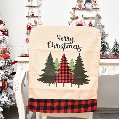Stuhlhussen für festliche Feiertagspartys, elastisches Design mit fröhlichen Weihnachtsthemen einschließlich Weihnachtsmann (B) von HEIBTENY