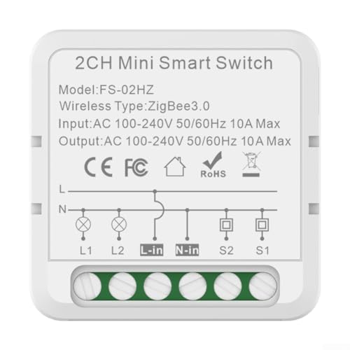 Tuya WIFI Smart Mini Switch 1/2/3/4 Gan Wlan Lichtschaltersteuerung Circuit Breaker Smart Life Control Für A lexa Für Goo gle Home Wege-Kassettenschalter Unterstützt Sprache(16A Zigbee 2 way) von HEIBTENY