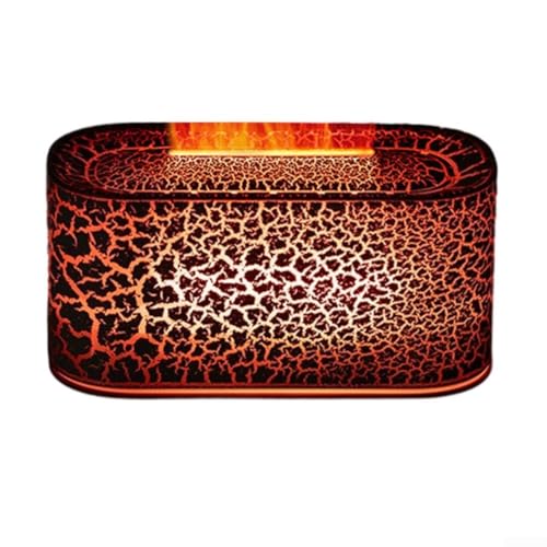 USB-C-betriebener Aroma-Diffusor mit simuliertem Flammeneffekt, bunte Beleuchtung, automatische Abschaltung und rutschfeste Silikonbasis für sichere Verwendung (schwarz) von HEIBTENY