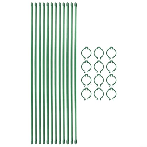 Vereinfachen Sie Ihre Gartenroutine mit unserem zuverlässigen 12-teiligen grünen Pflanzenstütz-Set aus starkem Fiberglas-Material (45 cm) von HEIBTENY