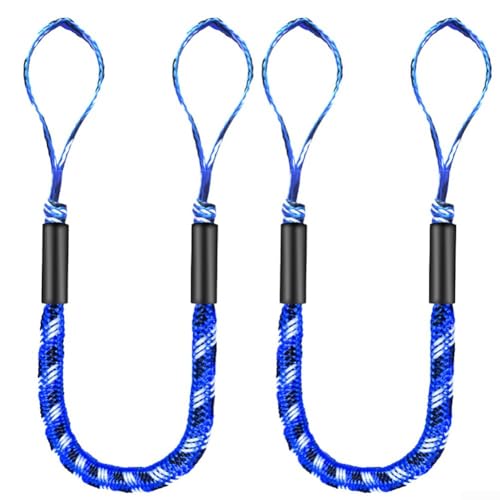 Verstellbares Bungee-Dock-Seil, 1,2 m bis 1,5 m, für bequemes Bootsfestmachen, funktioniert perfekt mit Yachten und Pontons (2 Stück blau schwarz weiß) von HEIBTENY