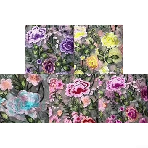 Verwandeln Sie Ihre Schneiderei mit eleganter Pfingstrosen-bestickter Spitze aus bequemem Dacron-Material (Rosa) von HEIBTENY