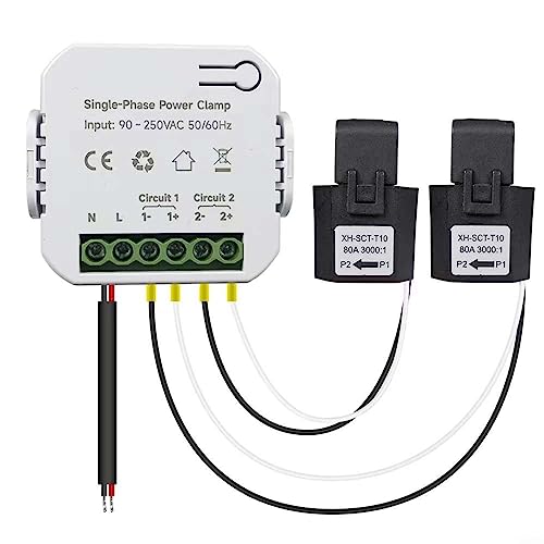 WIFI Energiezähler, für Tuya Smart Meter Stromzähler Energiemessgerät 80A Mit 2 Klemmen Ct App KWh Stromverbrauchsmesser Stromüberwachung Stromstatistik WIFI Energiezähler, für Tuya Smart Meter Stromzähler Energiemessgerät 80A Mit 2 Klemmen Ct App KWh Stromverbrauchsmesser Stromüberwachung Stromstatistik von HEIBTENY