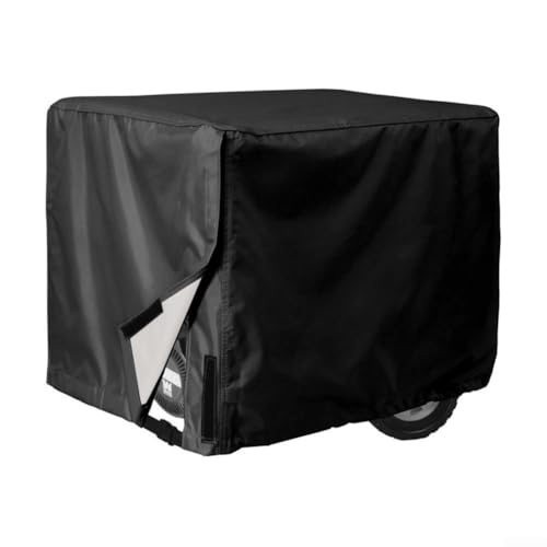 Wasserdichte und staubdichte Generatorabdeckung für den Außenbereich, strapazierfähiges Oxford-Gewebe, Doppelnähte, reißfest, sichere Passform, mit elastischem Saum und Gurt (schwarz) von HEIBTENY