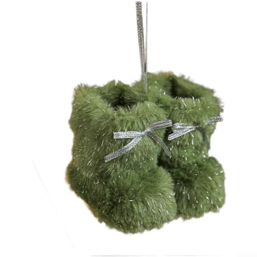 Weihnachts-Mini-Plüschstiefel-Ornament-Set für Baum-hängende Dekoration, Urlaub, saisonales Display, leichtes Stoffmaterial (grün) von HEIBTENY