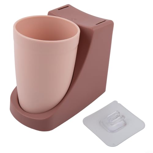 Zahnbürstenhalter mit Drainage-Design zur Feuchtigkeitsregulierung im Badezimmer (Rosa) von HEIBTENY