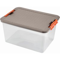 2 Stück HEIDRUN Systembox, Aufbewahrungsbox, Ordnungsbox, 52 x 37 x 27 cm, mit farbig sortiertem Deckel in Rattanoptik, 38 l, aus Kunststoff von HEIDRUN