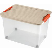 HEIDRUN Rollerbox, Aufbewahrungsbox, Ordnungsbox, 52 x 37 x 34 cm, mit farbig sortiertem Deckel in Rattanoptik, mit 4 Rollen, 45 l, aus Kunststoff von HEIDRUN