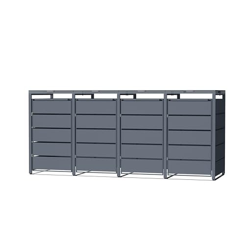HEIGART Mülltonnenbox für 4 Tonnen, Mülltonnenverkleidung mit Klappdeckel, Anthrazit von HEIGART