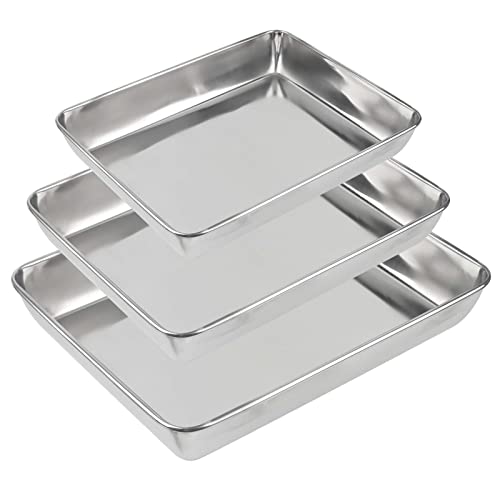 HEIHAK 3er Set Backblechpfanne, 3 Größen Edelstahl Backform Backblech für Pizza, Kuchen, Fleisch und Salat, 35 x 30 cm/30 x 25 cm/25 x 20 cm HEIHAK 3er Set Backblechpfanne, 3 Größen Edelstahl Backform Backblech für Pizza, Kuchen, Fleisch und Salat, 35 x 30 cm/30 x 25 cm/25 x 20 cm von HEIHAK