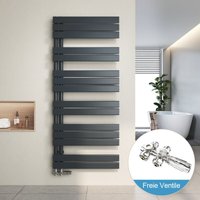 Badheizkörper Handtuchtrockner und Multiblock Set Mittelanschluss Chrom Ventil-Armaturen (Anthrazit, 600 x 1385 mm) - Heilmetz von HEILMETZ