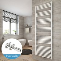 Heilmetz - Badheizkörper und Multiblock Set Weiß Handtuchtrockner Mittelanschluss Heizung Handtuchwärmer 180x60cm (inklu Chrom Ventil) von HEILMETZ