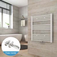 Heilmetz - Badheizkörper und Multiblock Set Weiß Handtuchtrockner Mittelanschluss Heizung Handtuchwärmer 70x60cm (inklu Chrom Ventil) von HEILMETZ
