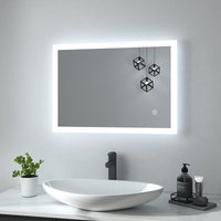 Badspiegel 50x70cm led Badezimmerspiegel Kaltweiß Licht 6500k Touchschalter Anti-beschlag Spiegel mit Beleuchtung hd Wandspiegel - Heilmetz von HEILMETZ