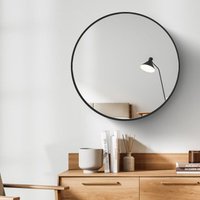 Badspiegel Round Spiegel Diameter 60cm Wandspiegel Dekorativ Eisenumrandung Schwarzer Spiegel - Heilmetz von HEILMETZ