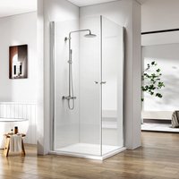 Duschkabine Eckeinstieg Duschabtrennung Schwingtür Duschtür nano Glas 80x80x185cm - Heilmetz von HEILMETZ