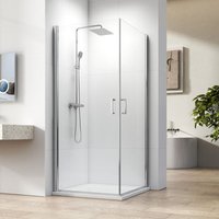 Duschkabine Eckeinstieg Duschabtrennung Schwingtür Duschtür nano Glas 80x90x195cm - Heilmetz von HEILMETZ