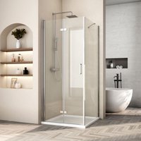 Duschkabine Eckeinstieg Duschkabine Falttür und Seitenwand 6mm esg Sicherheitsglas mit Nanobeschichtung 80x80cm, Höhe:195cm - Heilmetz von HEILMETZ