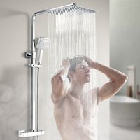 Duschsäulen mit Thermostat Duschsystem Edelstahl Quadratisch 30x30cm Extra Große Regendusche mit Handbrause Duschset Chrom - Heilmetz von HEILMETZ