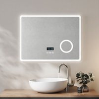 Heilmetz - Badspiegel mit Beleuchtung 80x60cm Variabel Dimmbar Licht mit Bluetooth und mit 3x Lupe IP44 Wasserdicht Badspiegel von HEILMETZ