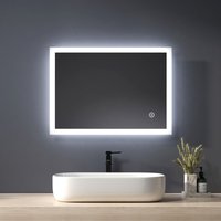 Led Badezimmerspiegel Badspiegel mit Beleuchtung IP44 Energiesparend Wandspiegel, 6500K Kaltes Weißes Licht Beleuchtung Entnebelung 50x70cm - Heilmetz von HEILMETZ