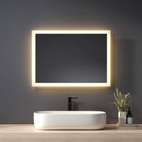 Led Badezimmerspiegel Badspiegel mit Beleuchtung IP44 Energiesparend Wandspiegel, 3000K Warm Licht Beleuchtung Wandschalter 50x70cm - Heilmetz von HEILMETZ