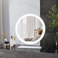 Heilmetz - led Tischspiegel mit Beleuchtung Rund Schminkspiegel 3 Lichtfarbe Warmweiß/Neutral/Kaltweiß Dimmbar Kosmetikspiegel mit Touchschalter von HEILMETZ