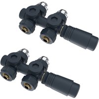 Heilmetz - Thermostat Multiblock für Heizkörper 2 Stück Anthrazit Ventil-Armaturen Eck-und Durchgangsform Typ 1 von HEILMETZ