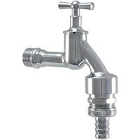 Auslaufventil (Wasserhahn) 1/2'' - chrom, mit Belüfter, Rückflußverhinderer und Schlauchverschraubung 3/4'' von HEIMA-PRESS