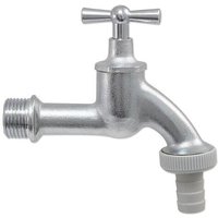 Auslaufventil (Wasserhahn) 1/2'' - matt verchromt, mit Schlauchverschraubung 3/4'' - Knebeloberteil von HEIMA-PRESS