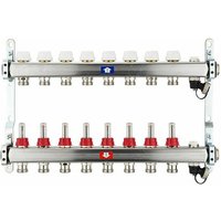 Fußbodenheizungsverteiler aus Edelstahl mit Topmeter für 8 Heizkreise - ohne Anschlussset von HEIMA-PRESS