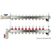 Heima-press - Fußbodenheizungsverteiler aus Edelstahl mit Topmeter für 10 Heizkreise - mit Anschlussset senkrecht von HEIMA-PRESS