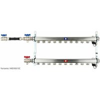 Heima-press - Heizkörperverteiler aus Edelstahl für 10 Heizkreise - mit WMZ-Anschlussset 110 mm waagrecht von HEIMA-PRESS