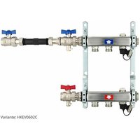 Heima-press - Heizkörperverteiler aus Edelstahl für 2 Heizkreise - mit WMZ-Anschlussset 110 mm waagrecht von HEIMA-PRESS