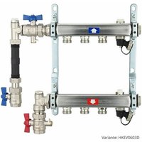 Heima-press - Heizkörperverteiler aus Edelstahl für 3 Heizkreise - mit WMZ-Anschlussset 110 mm senkrecht von HEIMA-PRESS