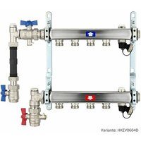 Heima-press - Heizkörperverteiler aus Edelstahl für 4 Heizkreise - mit WMZ-Anschlussset 110 mm senkrecht von HEIMA-PRESS